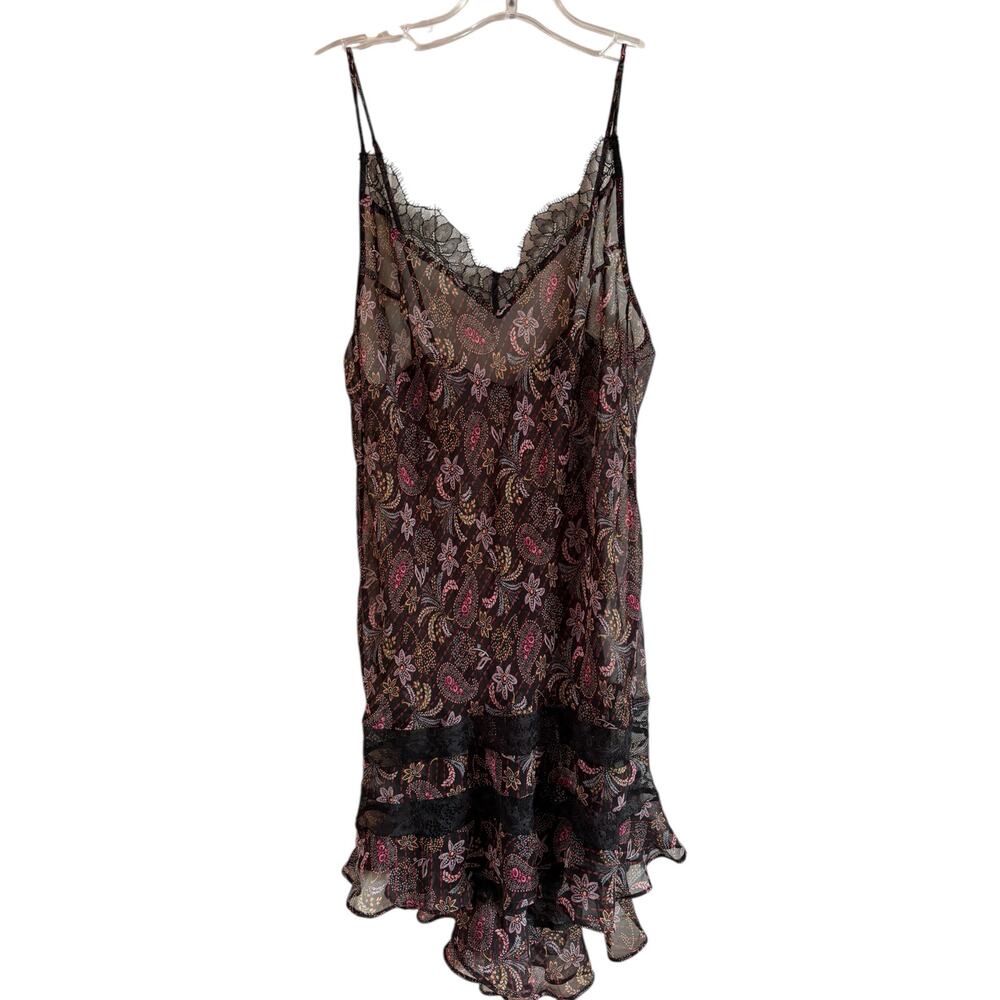 Y2K Victoria’s Secret Sheer Paisley High Low Slip Chemise Nightie Womens Small
